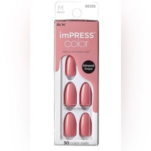 NIB Kiss imPress Press On Nails Almond Shape Medium Vegan, Sweet Aroma, Pink
